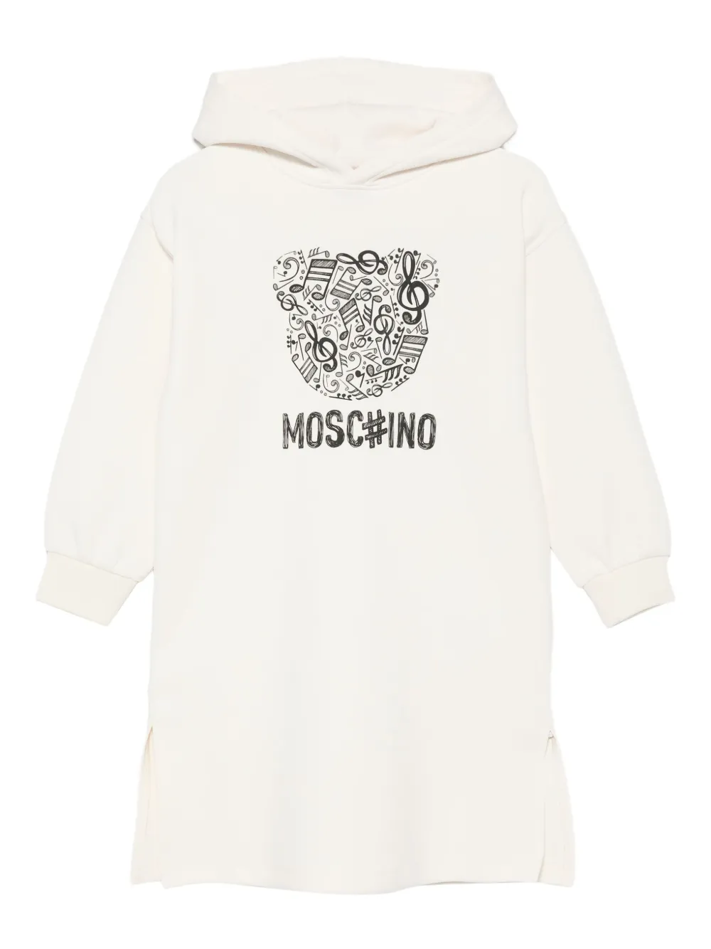 Moschino Kids Jurk met capuchon en logodetail Wit