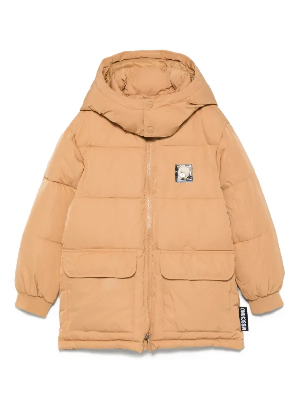 Moschino Kids logo-detail Padded Coat Neutrals FARFETCH GE