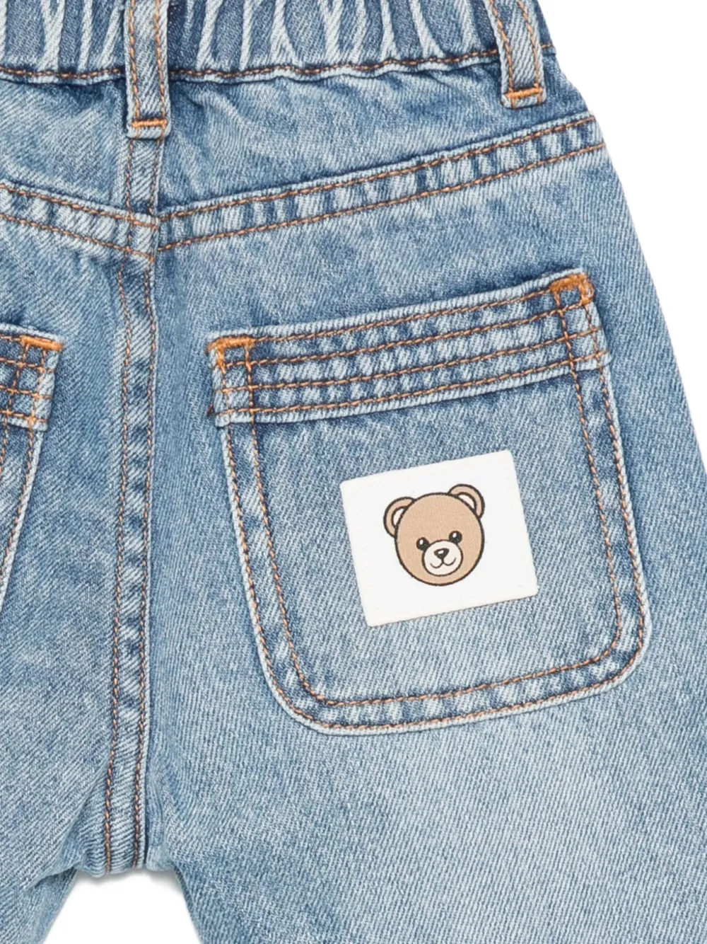 Moschino Kids Jeans met elastische taille en teddy-patch Blauw