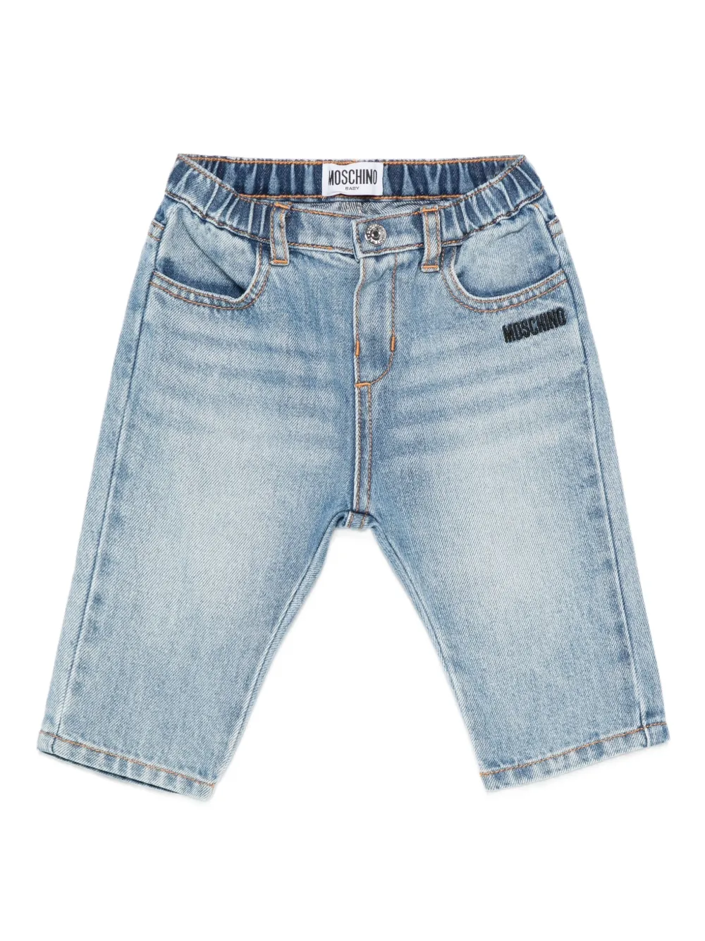 Moschino Kids Jeans met elastische taille en teddy-patch Blauw