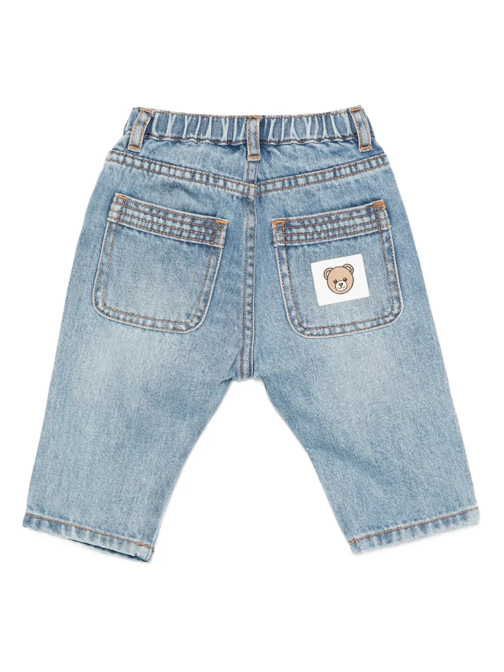 Moschino Kids Jeans met elastische taille en teddy-patch Blauw