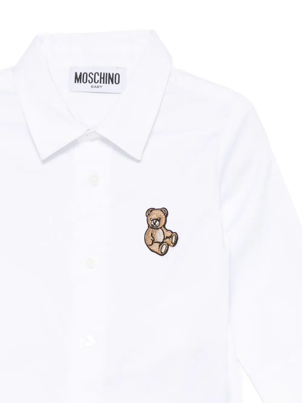 Moschino Kids Katoenen shirt met geborduurde teddybeer Wit