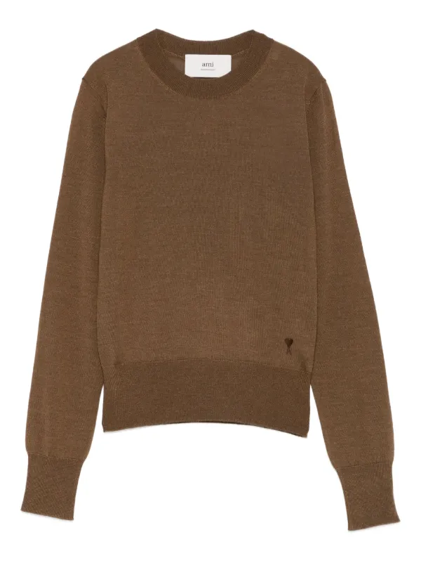 Ami Paris Ami De Coeur Sweater in Brown