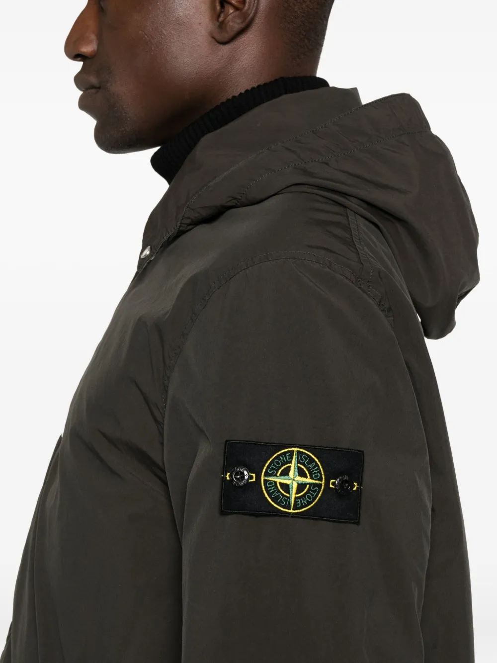 Stone Island Jas met capuchon en knopen Grijs
