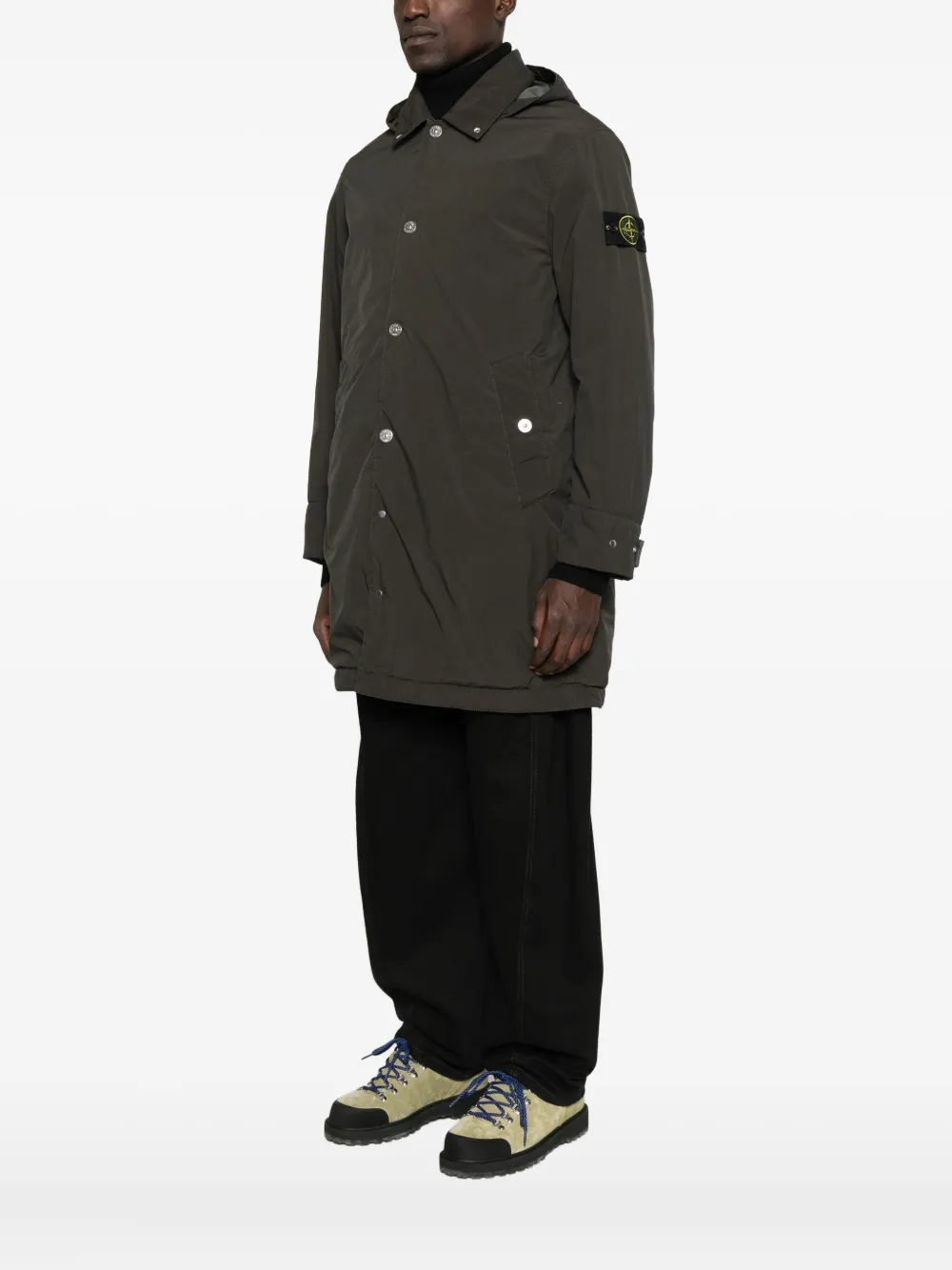 Stone Island Jas met capuchon en knopen Grijs