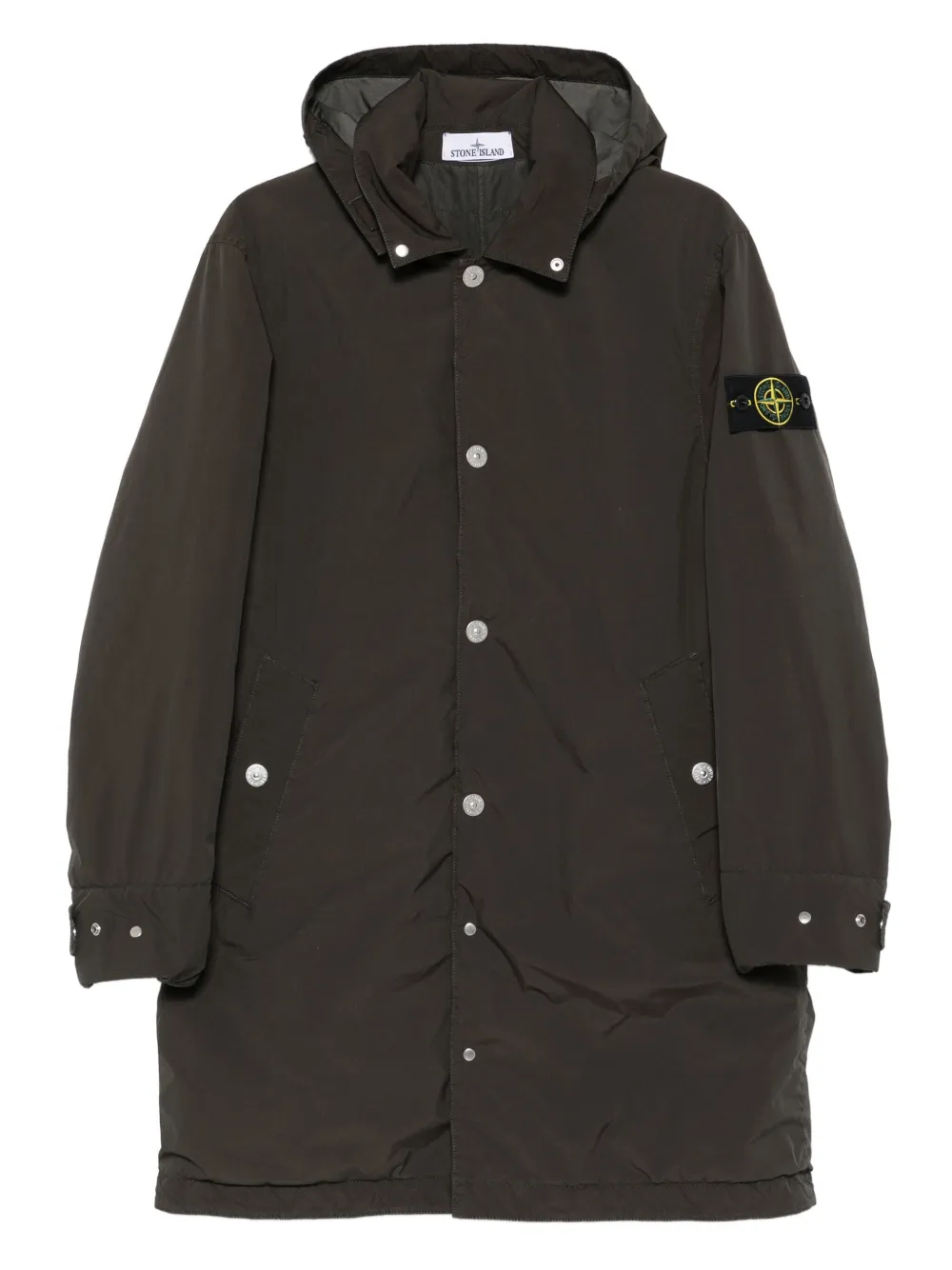 Stone Island Jas met capuchon en knopen Grijs