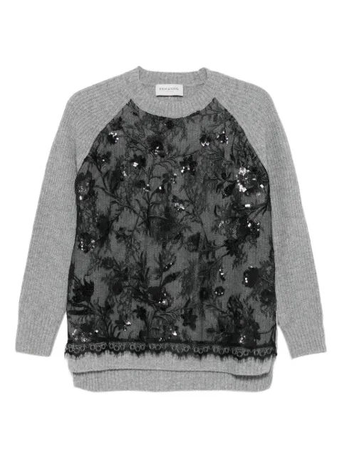 ERMANNO FIRENZE  sequin-embellished lace-panel sweater