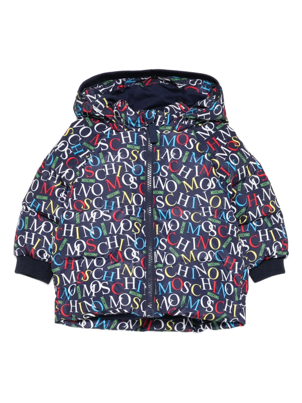 Moschino Kids logo-print padded jacket Blauw