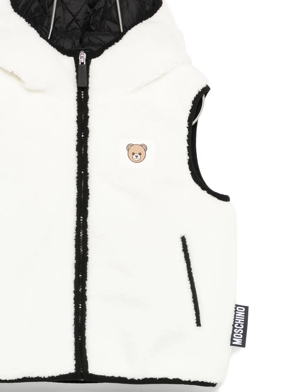 Moschino Kids Bodywarmer met capuchon en Teddy-logo Wit
