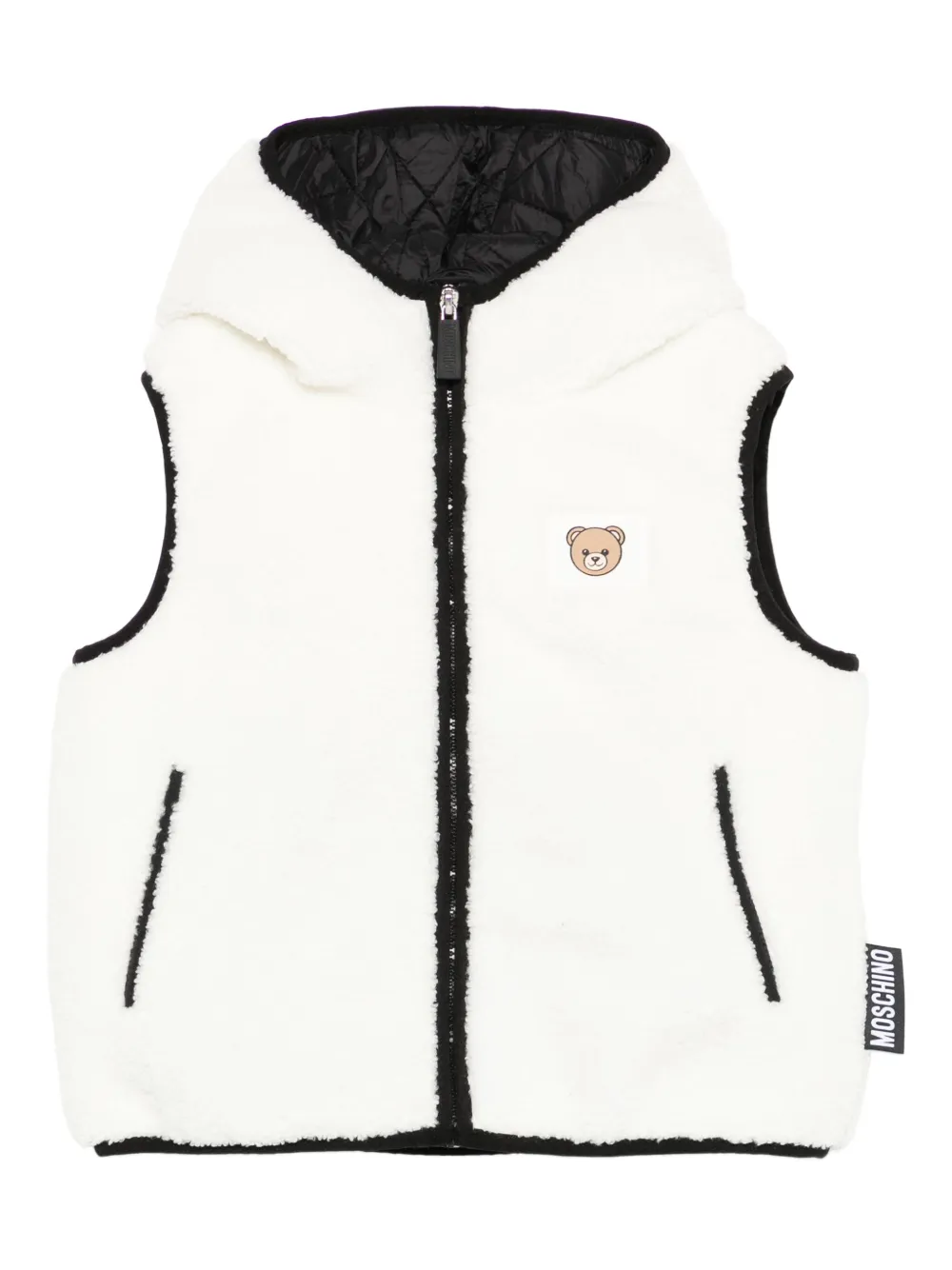 Moschino Kids Teddy-logo hooded gilet Wit