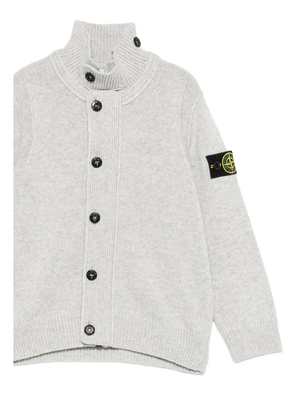 Stone Island High-neck Button Cardigan In Gray