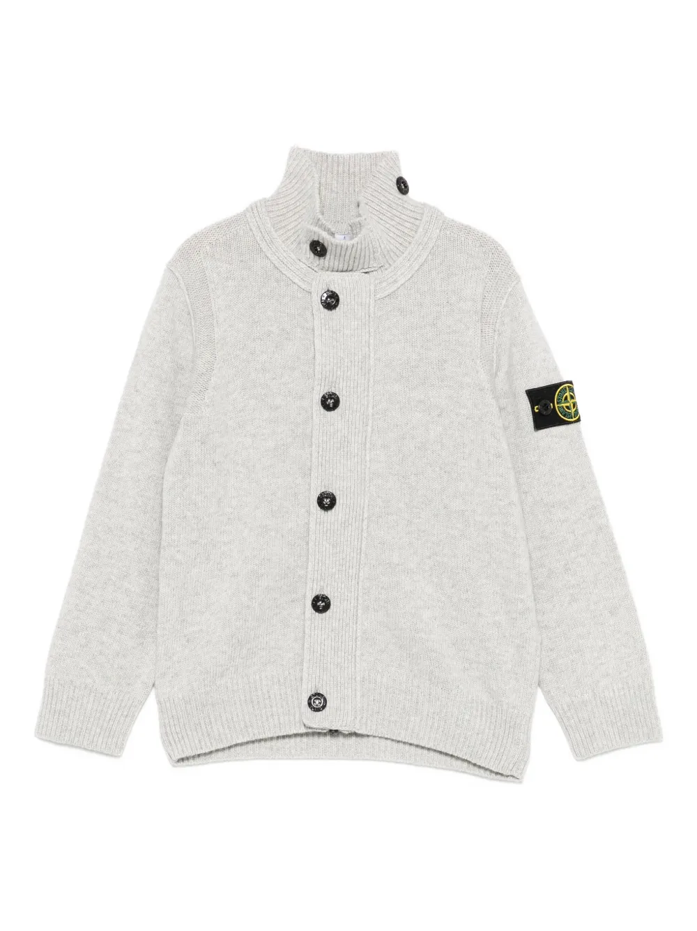 Stone Island Junior high-neck button cardigan Grijs