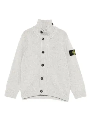Stone Island Junior high-neck Buttoned Cardigan | Blue | FARFETCH CA