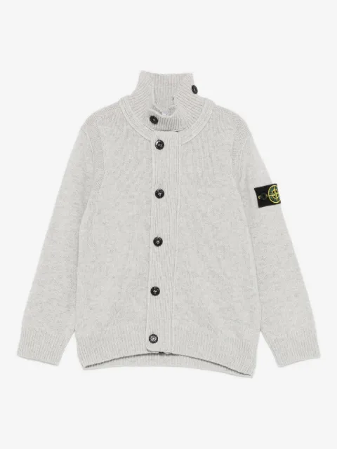 Stone Island Junior cardigan boutonné à col montant