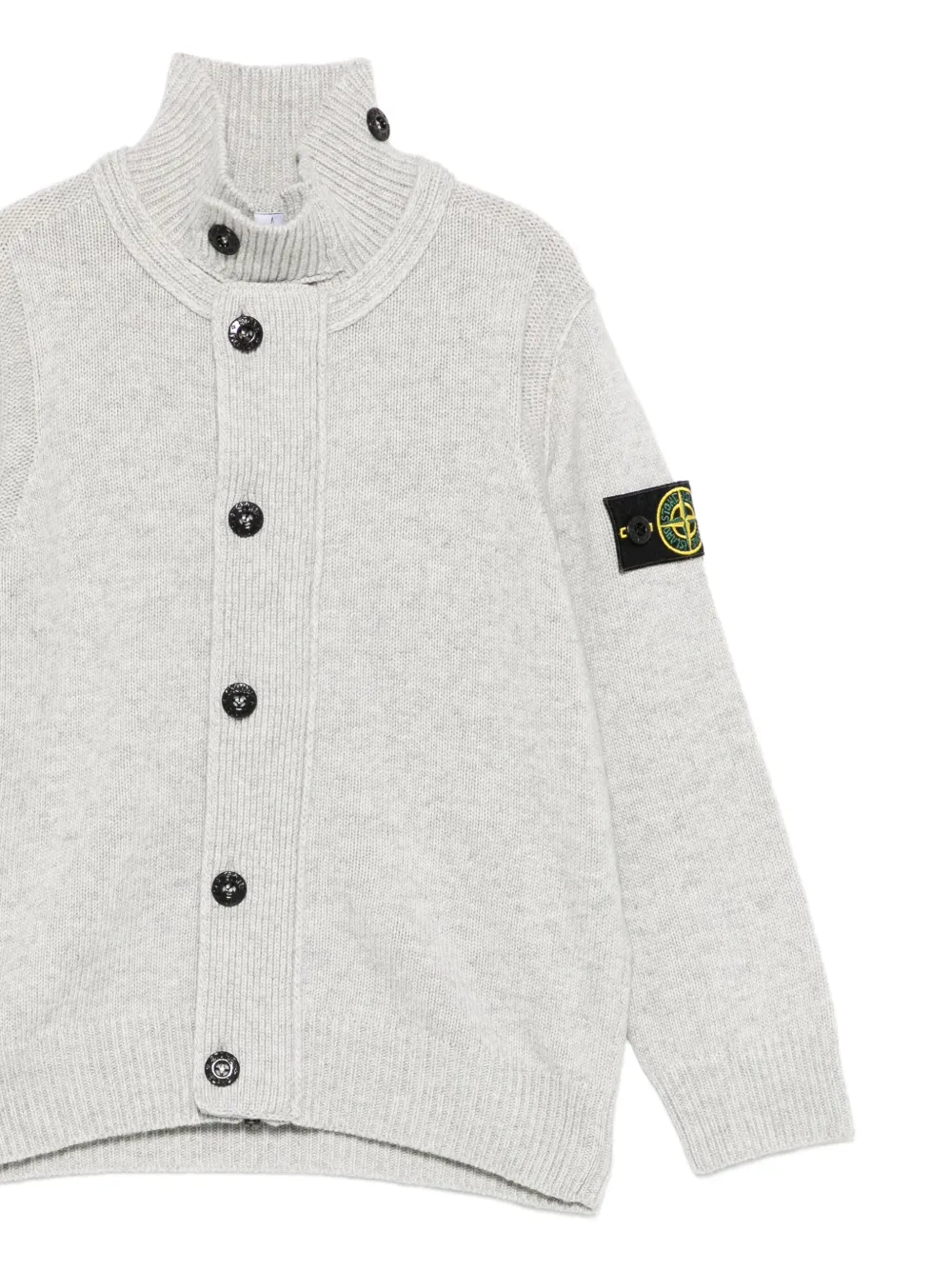Stone Island Junior high-neck button cardigan Grijs