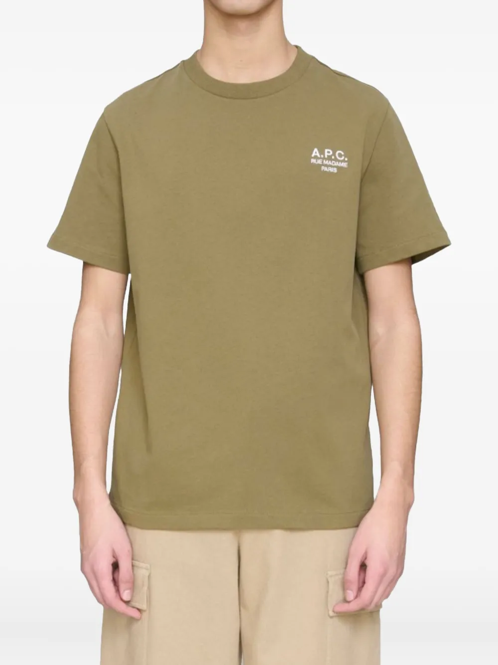 A.P.C. logo-embroidery cotton T-shirt Groen