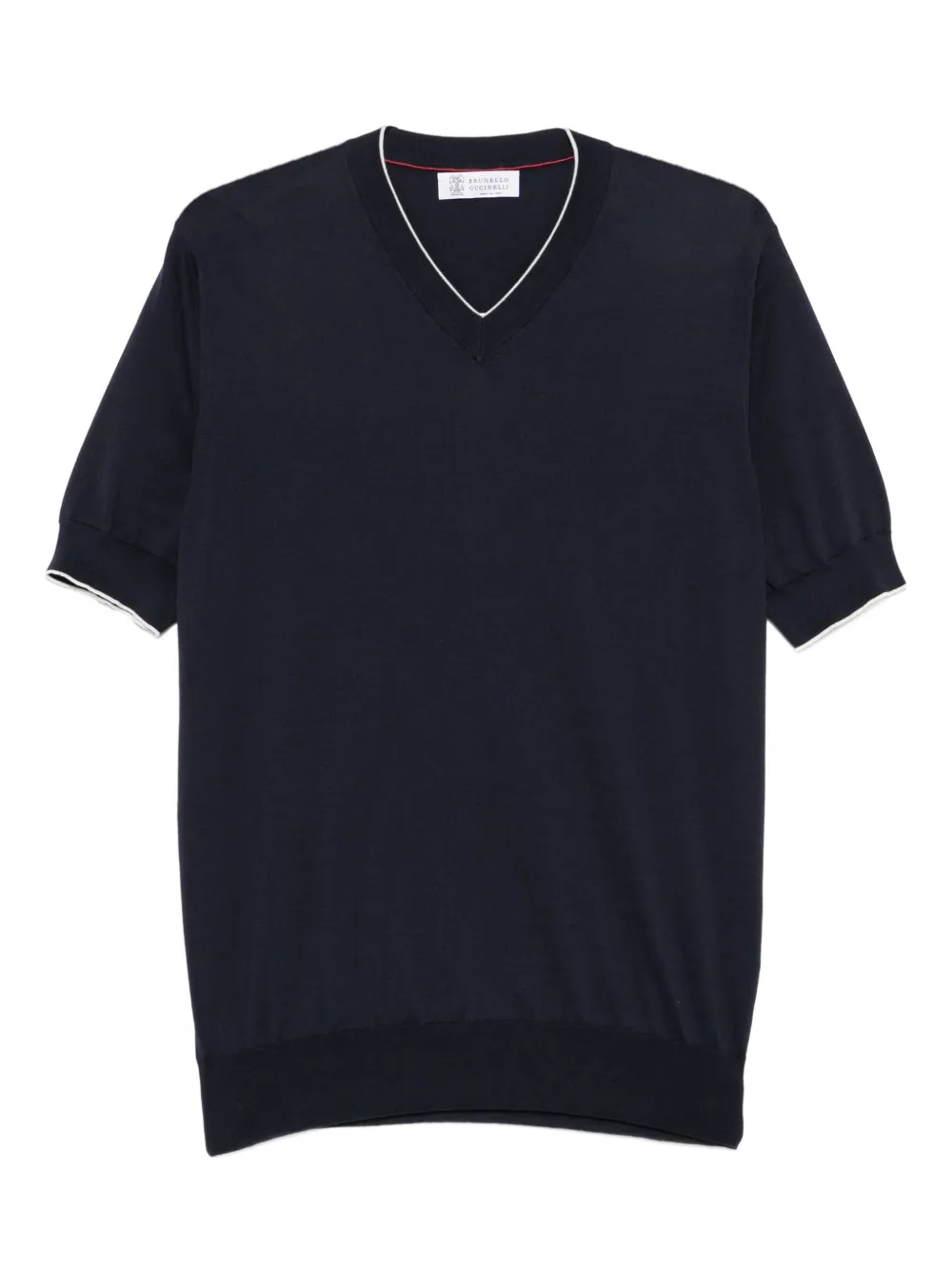 Brunello Cucinelli V-neck short-sleeve cotton T-shirt | Blue | Image 1