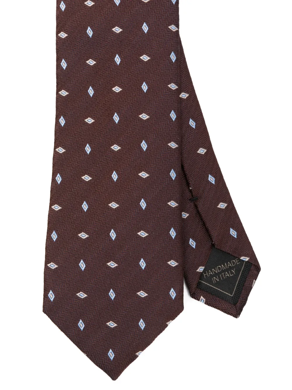 Brioni Diamond-pattern Tie In Brown