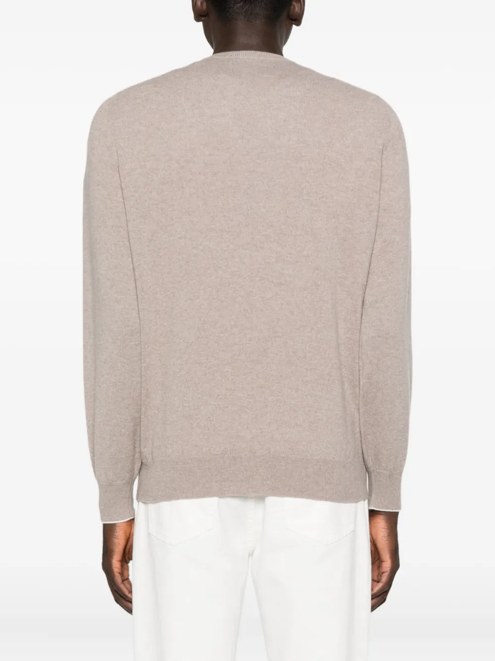 Brunello Cucinelli V-neck Cashmere Sweater In Neutral