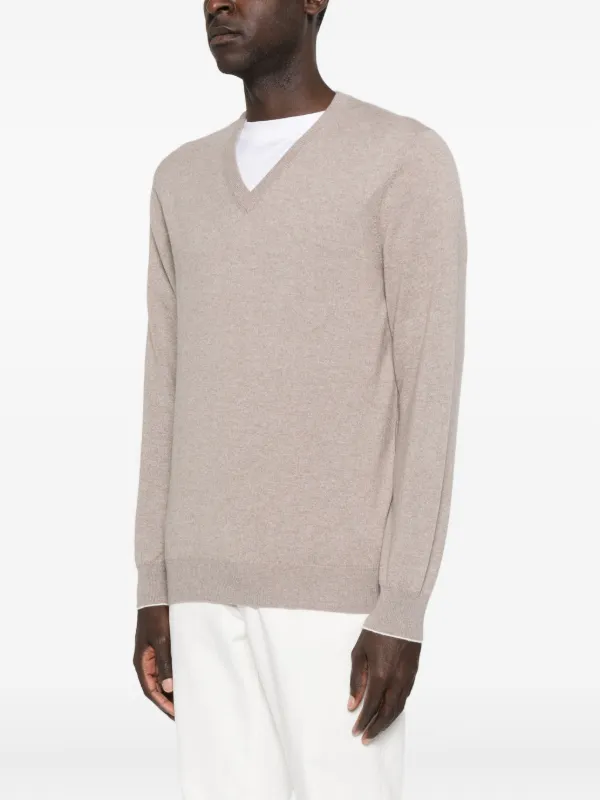 Brunello Cucinelli Vネック カシミアセーター | ニュートラル