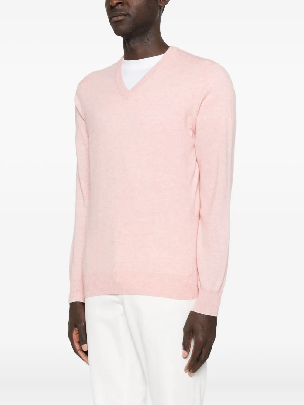 Brunello Cucinelli V-neck Cashmere Sweater In Pink