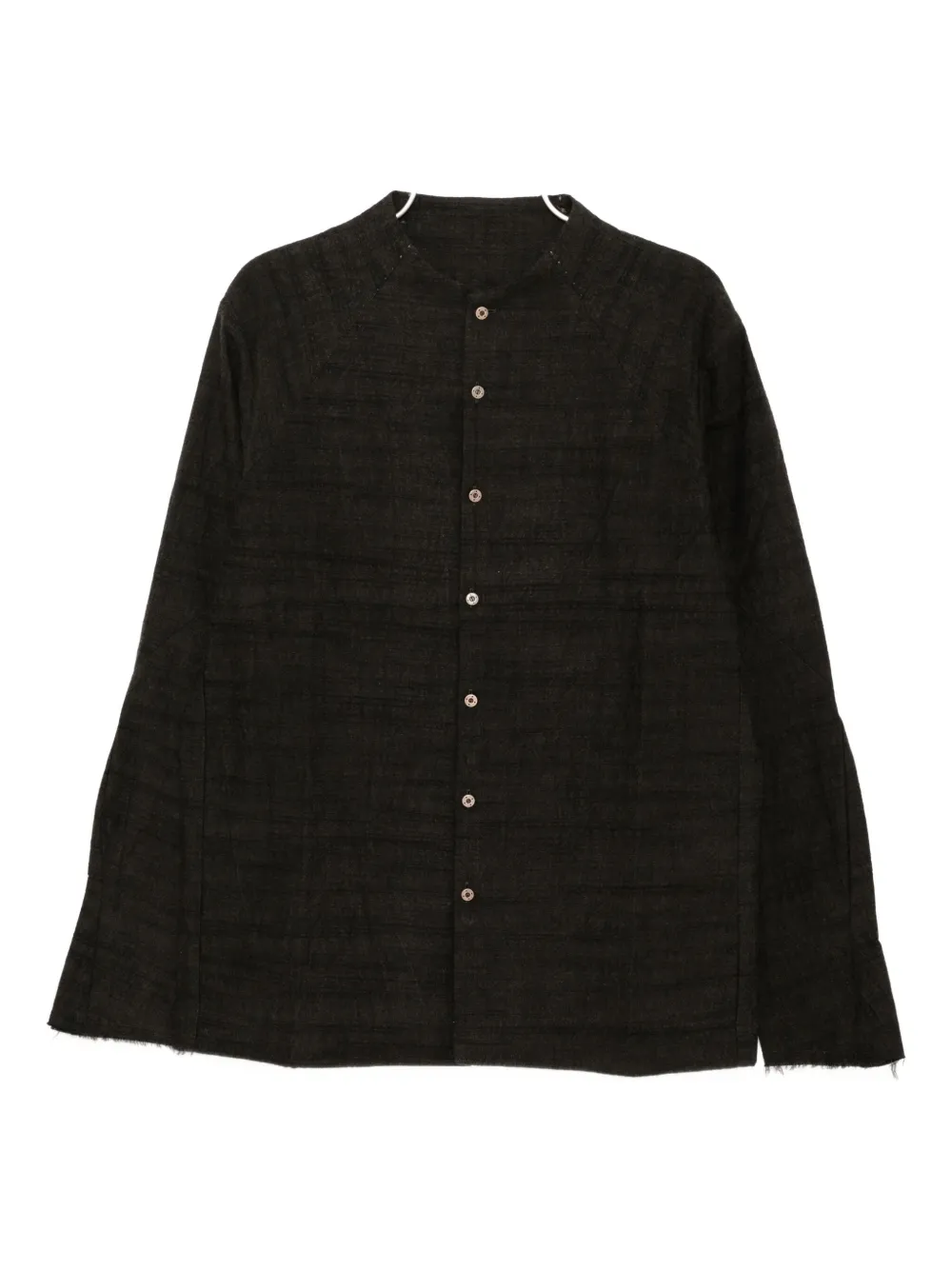 Devoa Textured Cotton Shirt In Brown