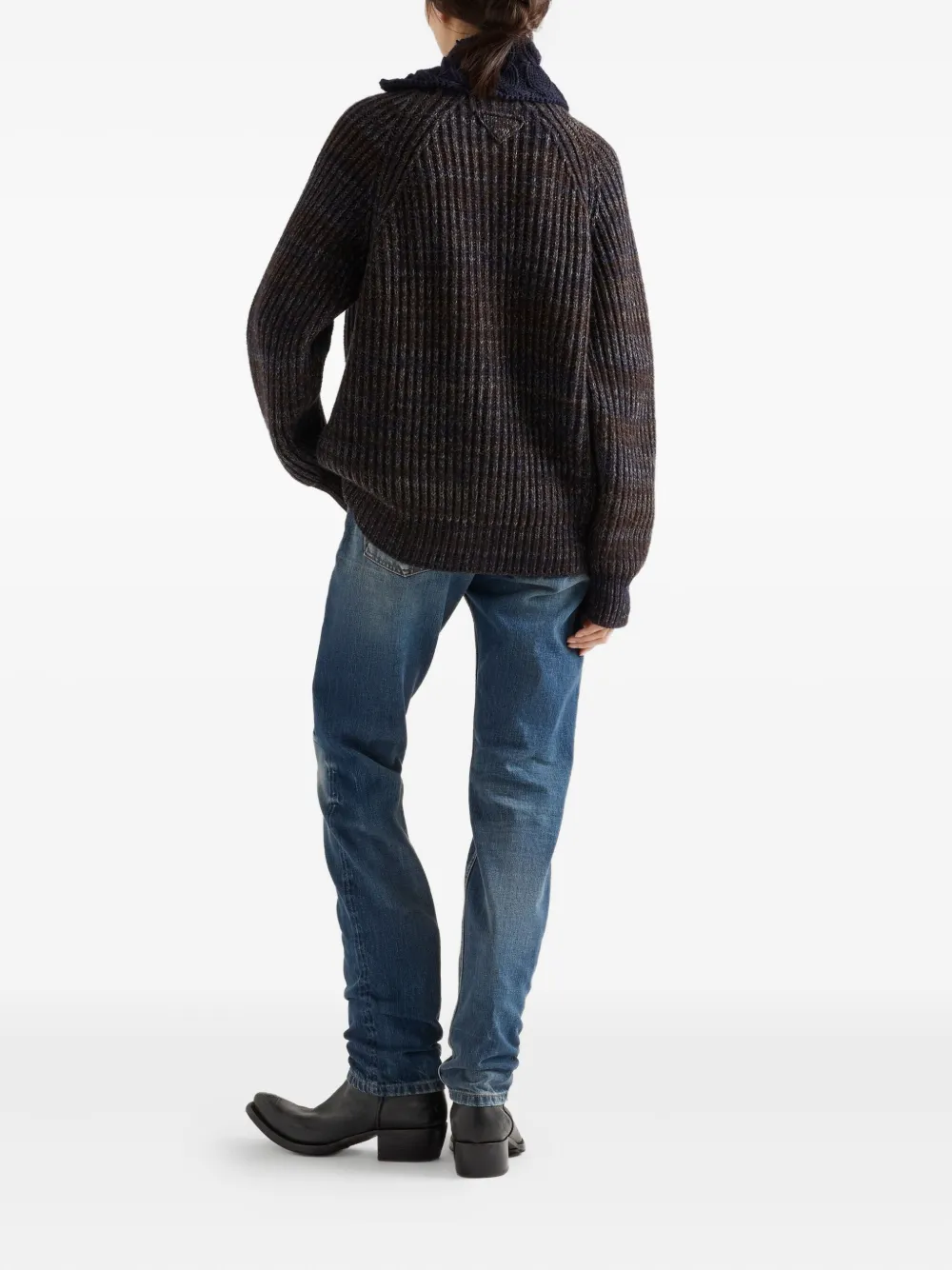 Prada Distressed Low-rise Straight Jeans In Blue