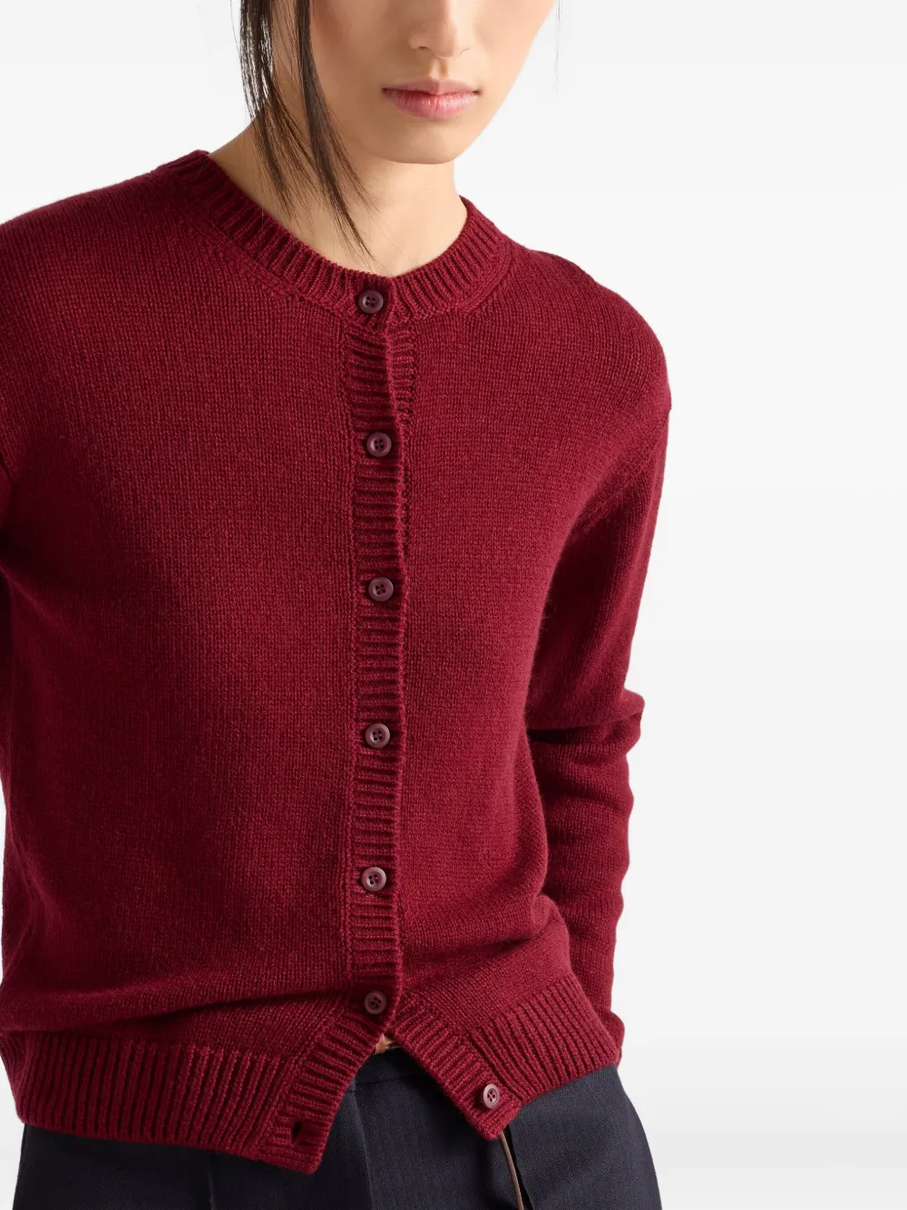 Prada Button-down Cashmere Cardigan In Red