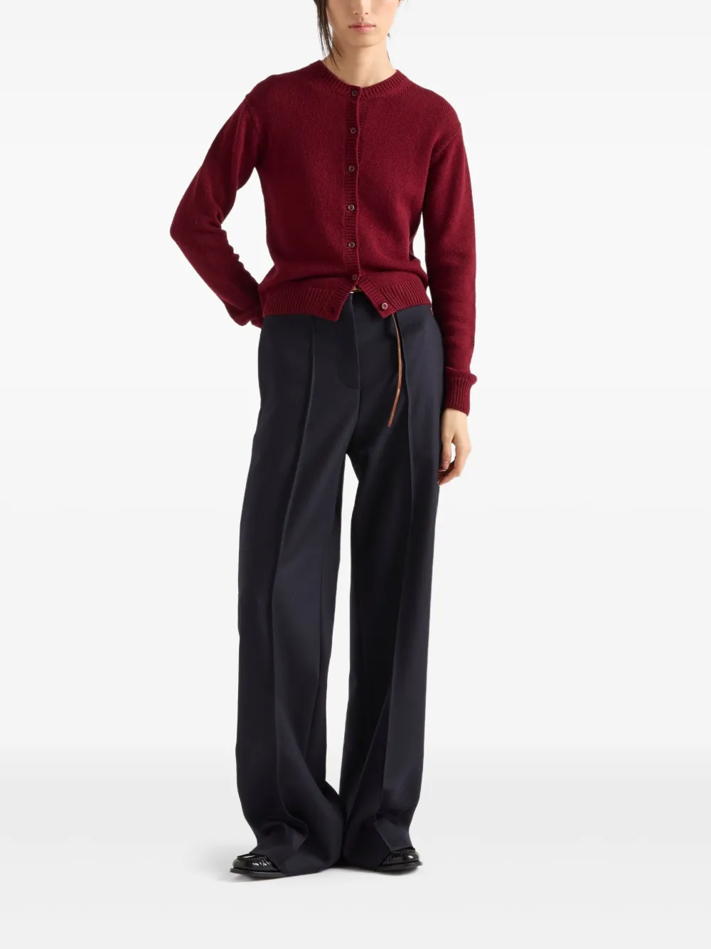 Prada Button-down Cashmere Cardigan In Red