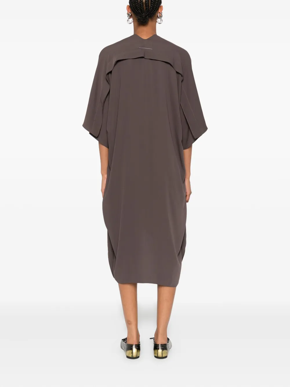 MM6 Maison Margiela V-neck asymmetric day dress Grijs