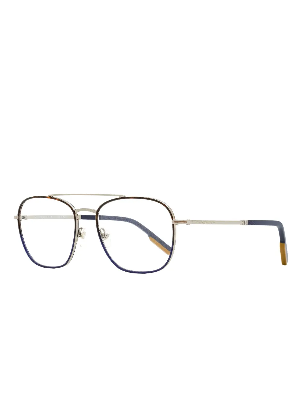 Zegna 5183 bril met dubbele neusbrug en rechthoekig montuur Zilver
