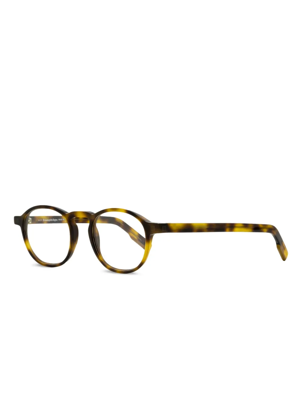 Zegna 5144 Keyhole-bridge Round Glasses In Brown
