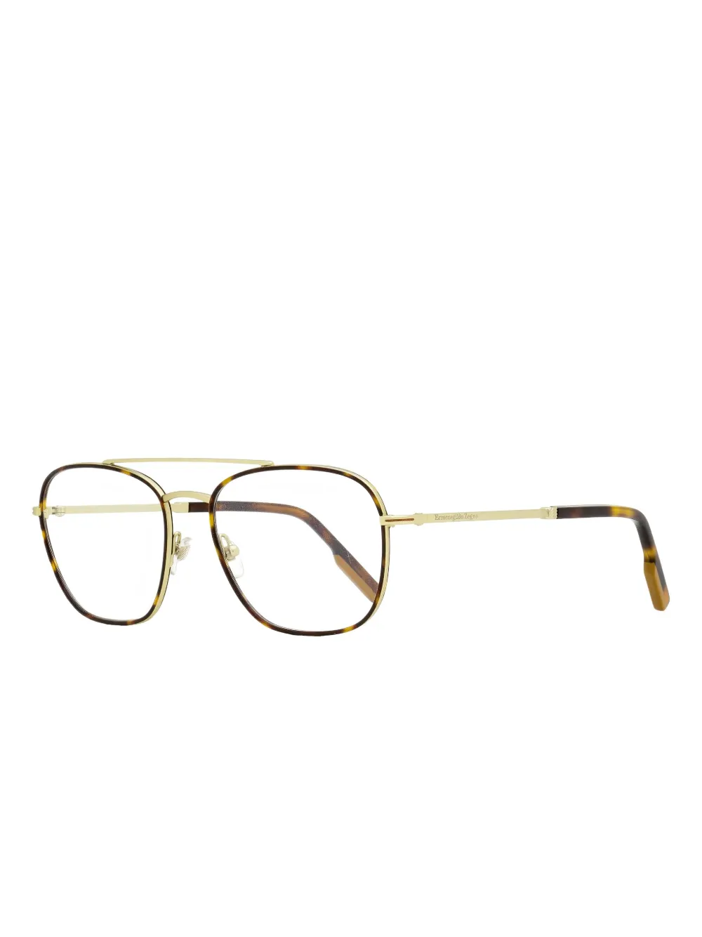 Zegna 5183 bril met dubbele neusbrug en rechthoekig montuur Goud