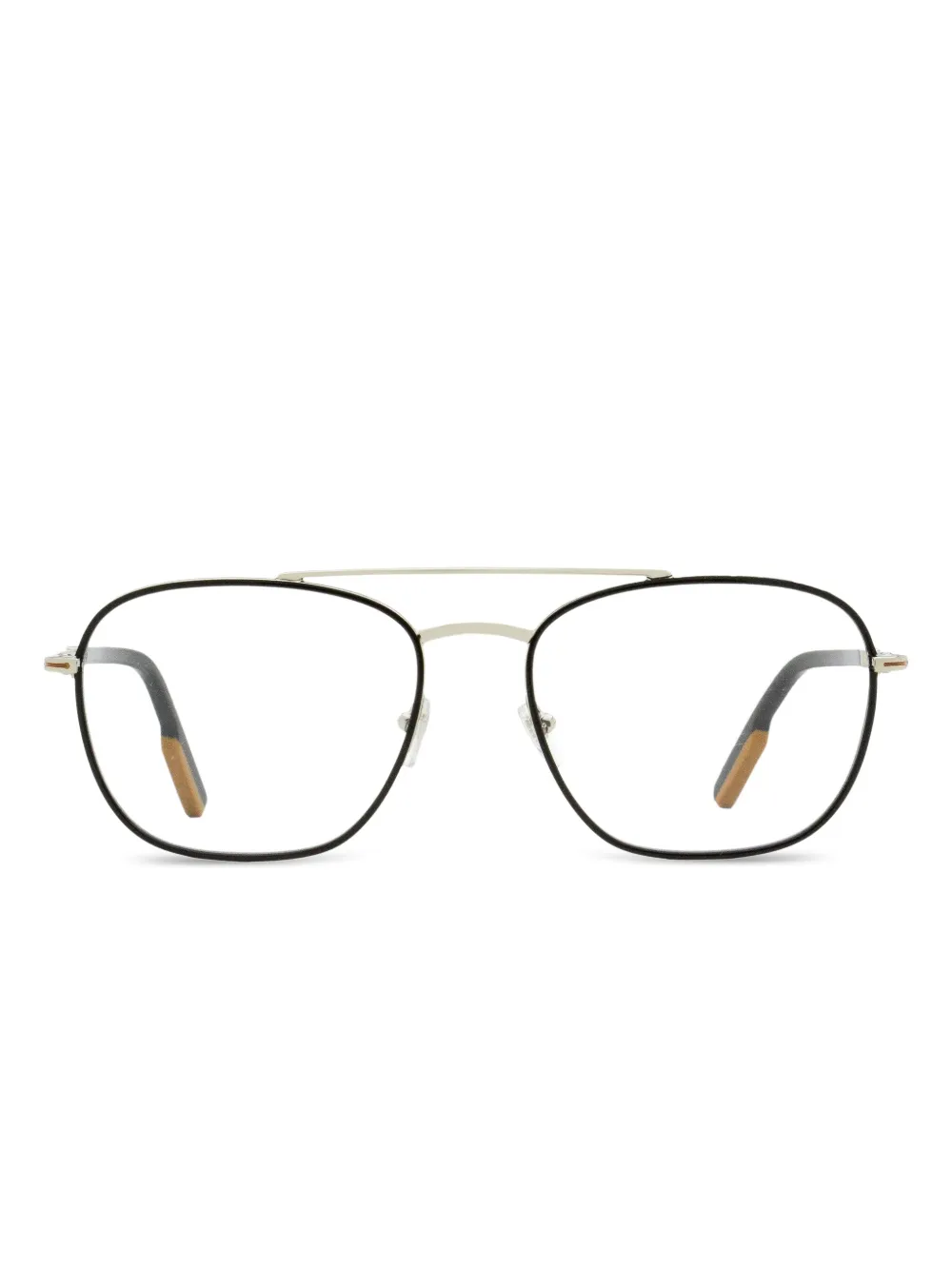 Zegna 5183 bril met dubbele neusbrug en rechthoekig montuur Zwart