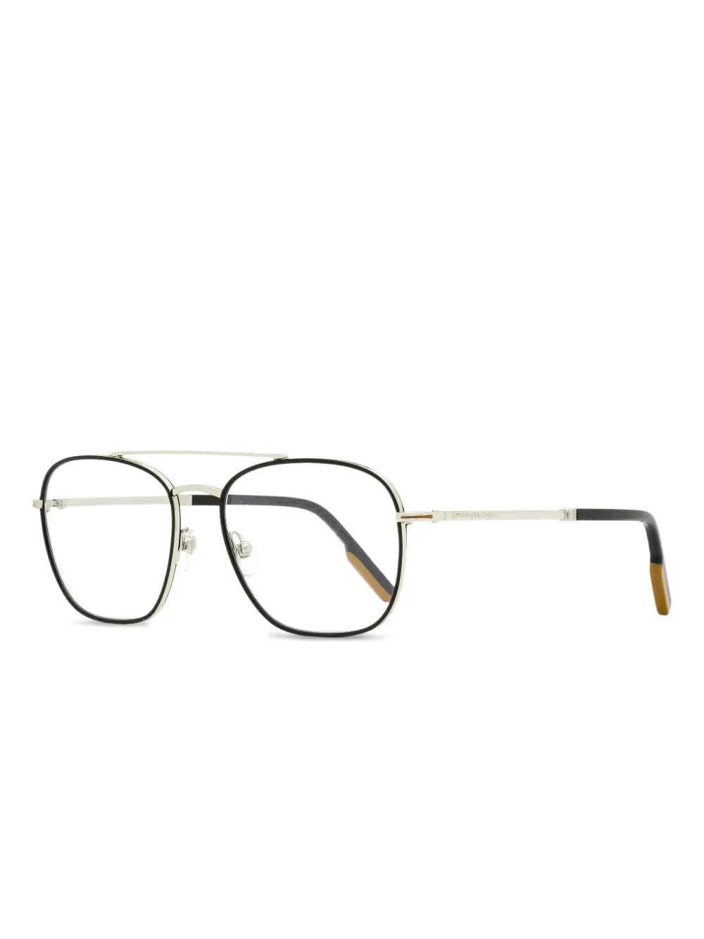 Zegna 5183 bril met dubbele neusbrug en rechthoekig montuur Zwart