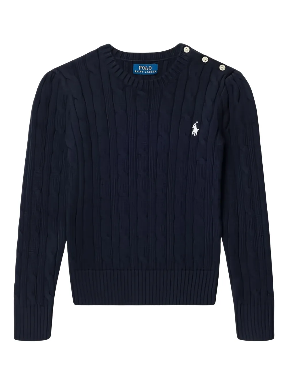 POLO RALPH LAUREN KIDS Maglione con bottoni e lavorazione a trecce - Blu