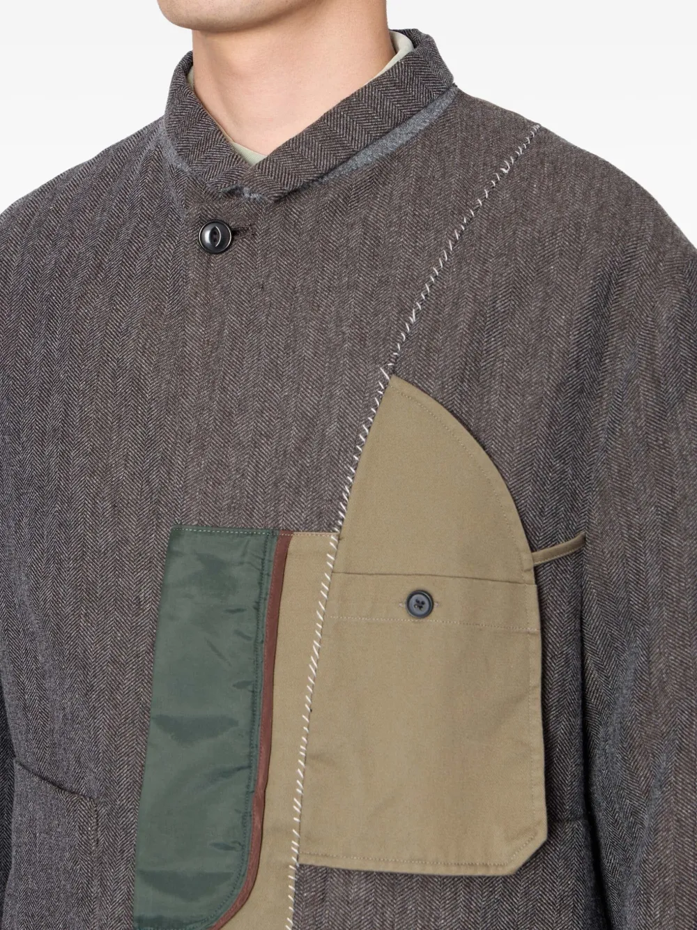 Kolor Jack met visgraatpatroon en vlakken Grijs