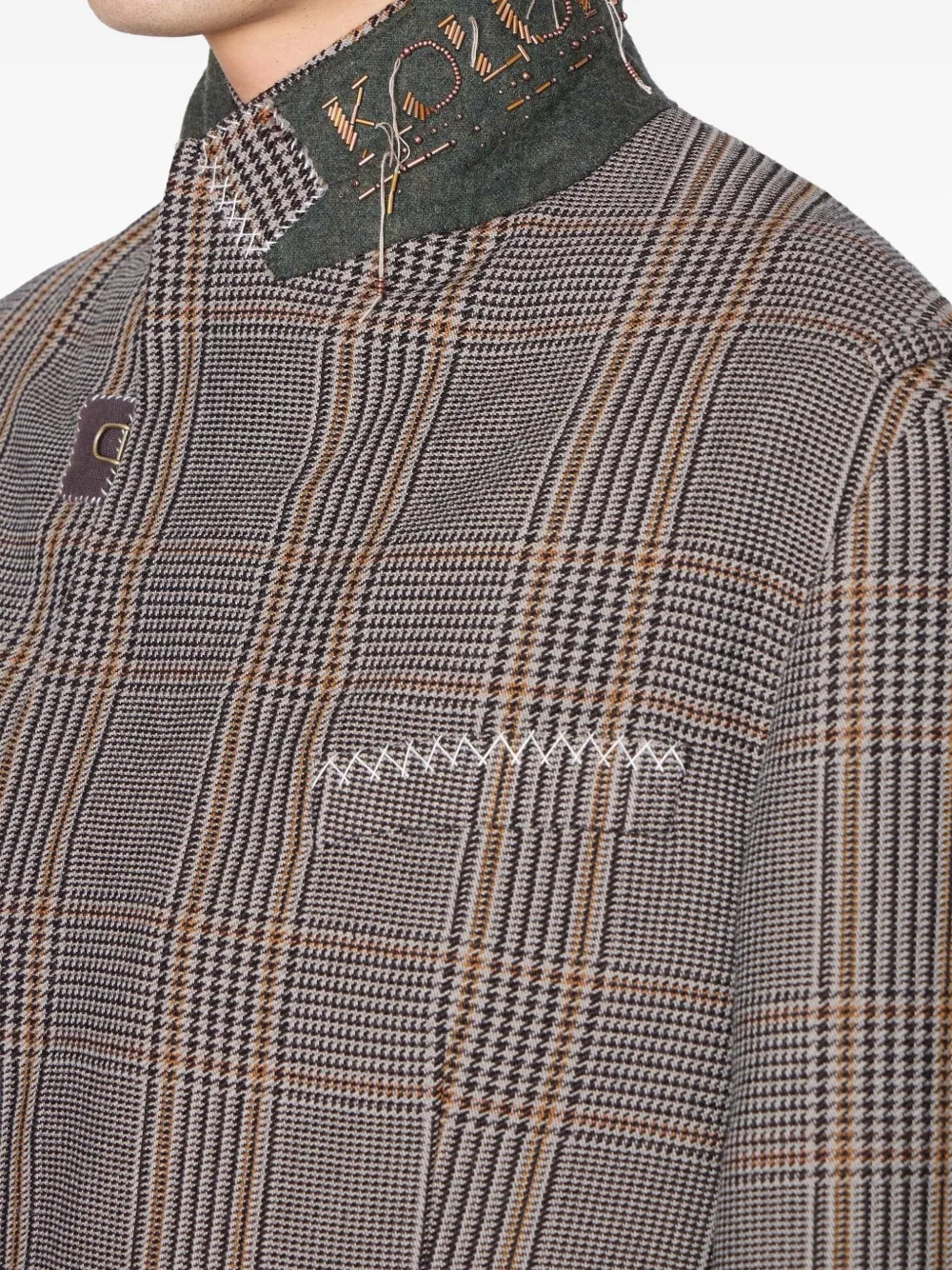 Kolor Geruite mantel Grijs