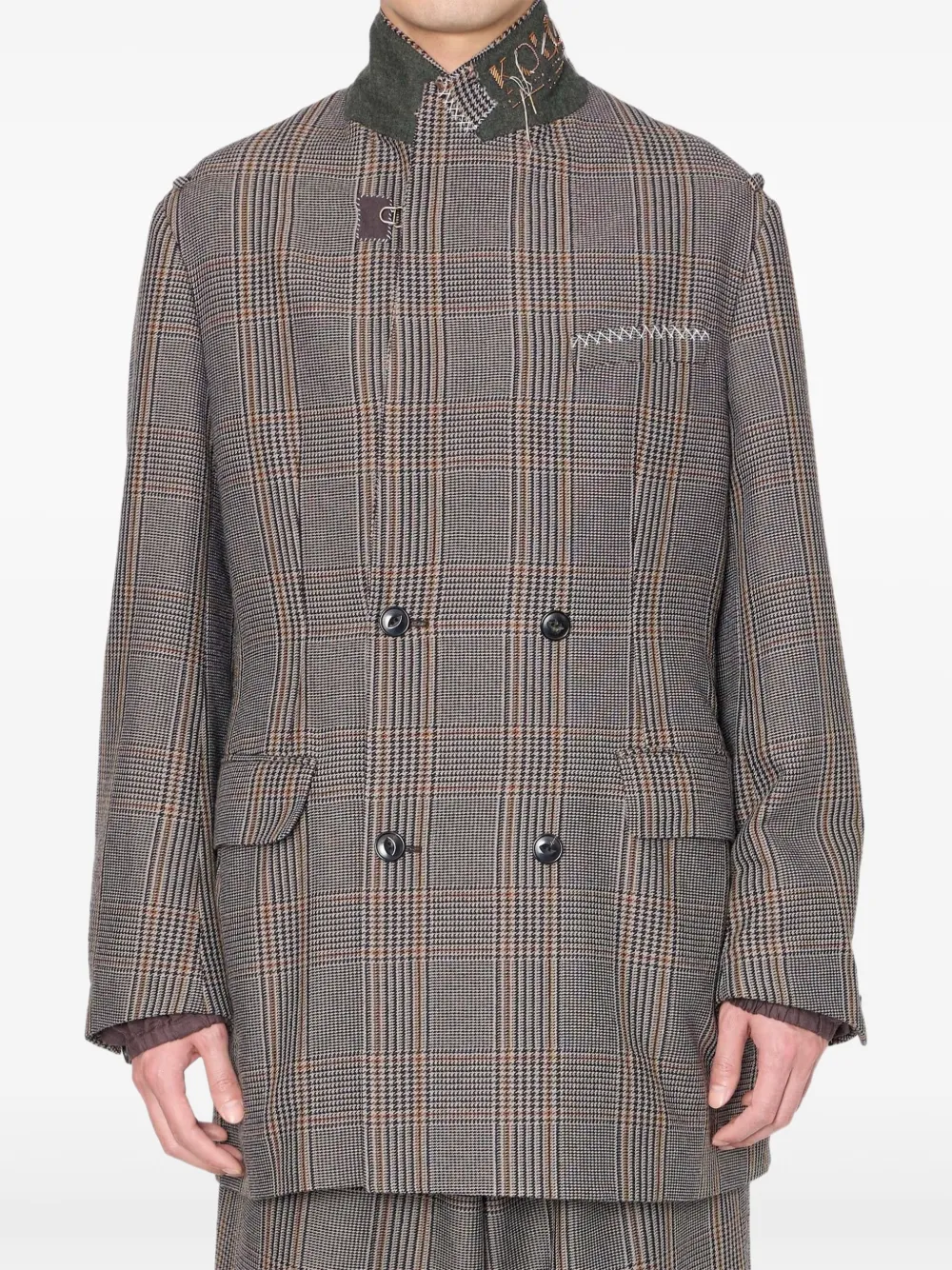 Kolor double-breasted check coat | Grey | Image 1