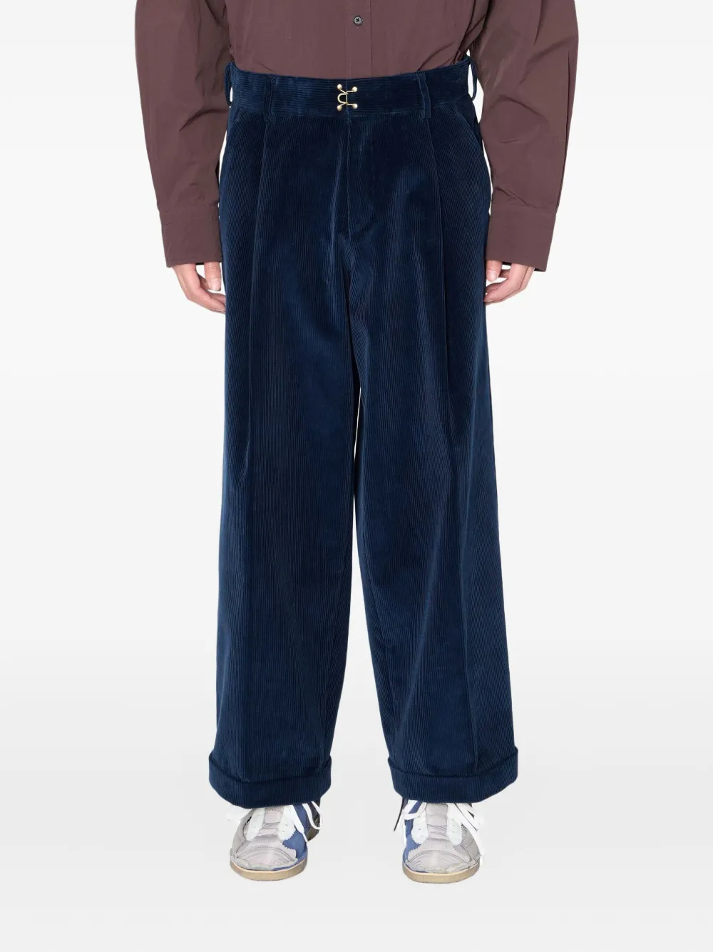Kolor hook-detail corduroy trousers | Blue | Image 1