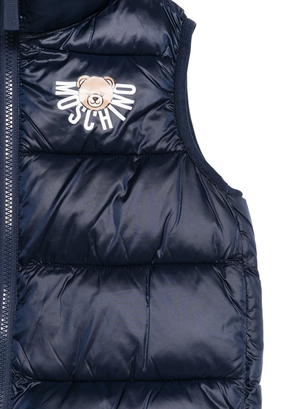 Moschino Kids Gewatteerde bodywarmer met logodetail Blauw