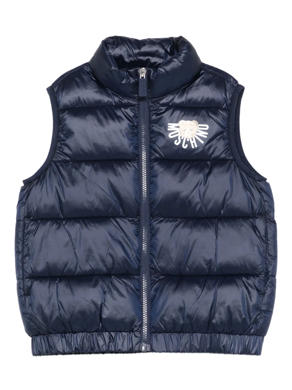 Moschino Kids logo-detail quilted gilet Blauw