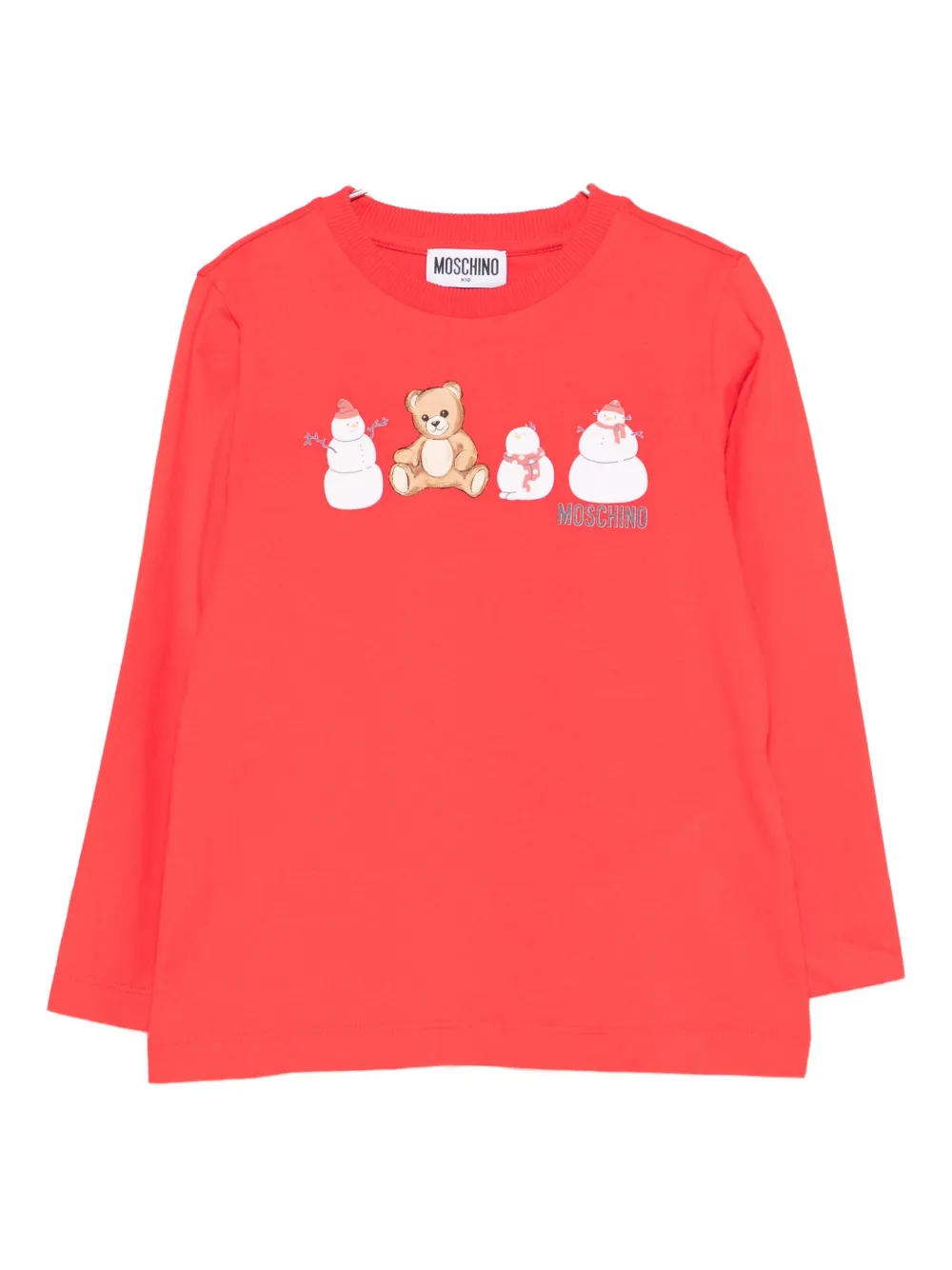 Moschino Kids Teddy Bear-print long-sleeved T-shirt - Rosso
