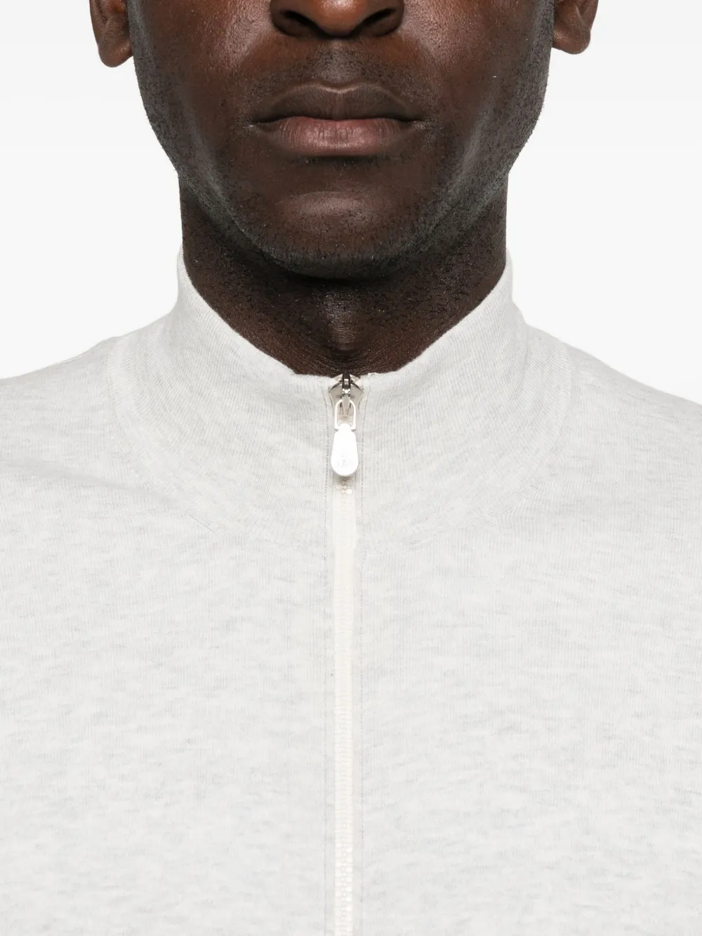 Brunello Cucinelli Zip-front Cotton Cardigan In Gray