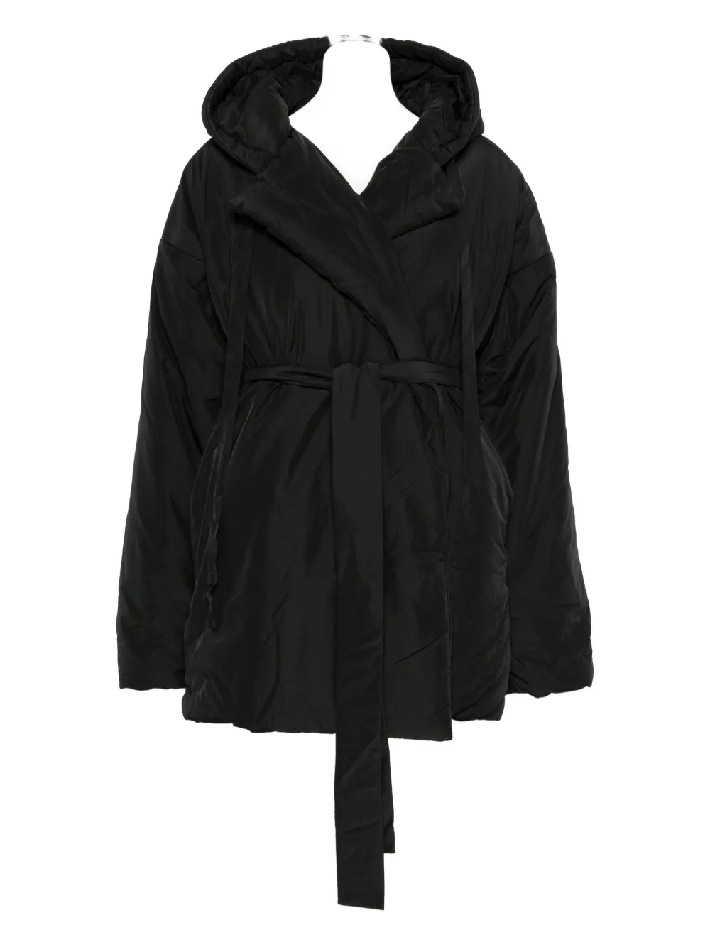 Norma Kamali Belted Oversized Coat In Black
