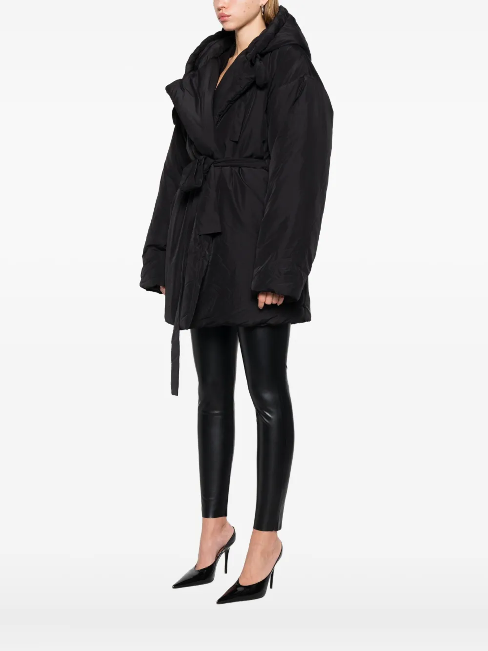 Norma Kamali Belted Oversized Coat In Black