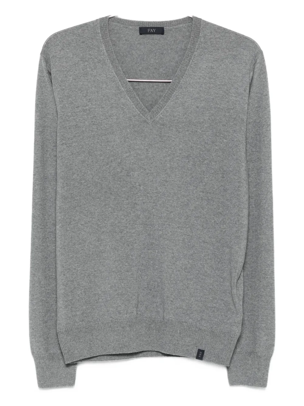 Fay V-neck Wool Sweater In Gray