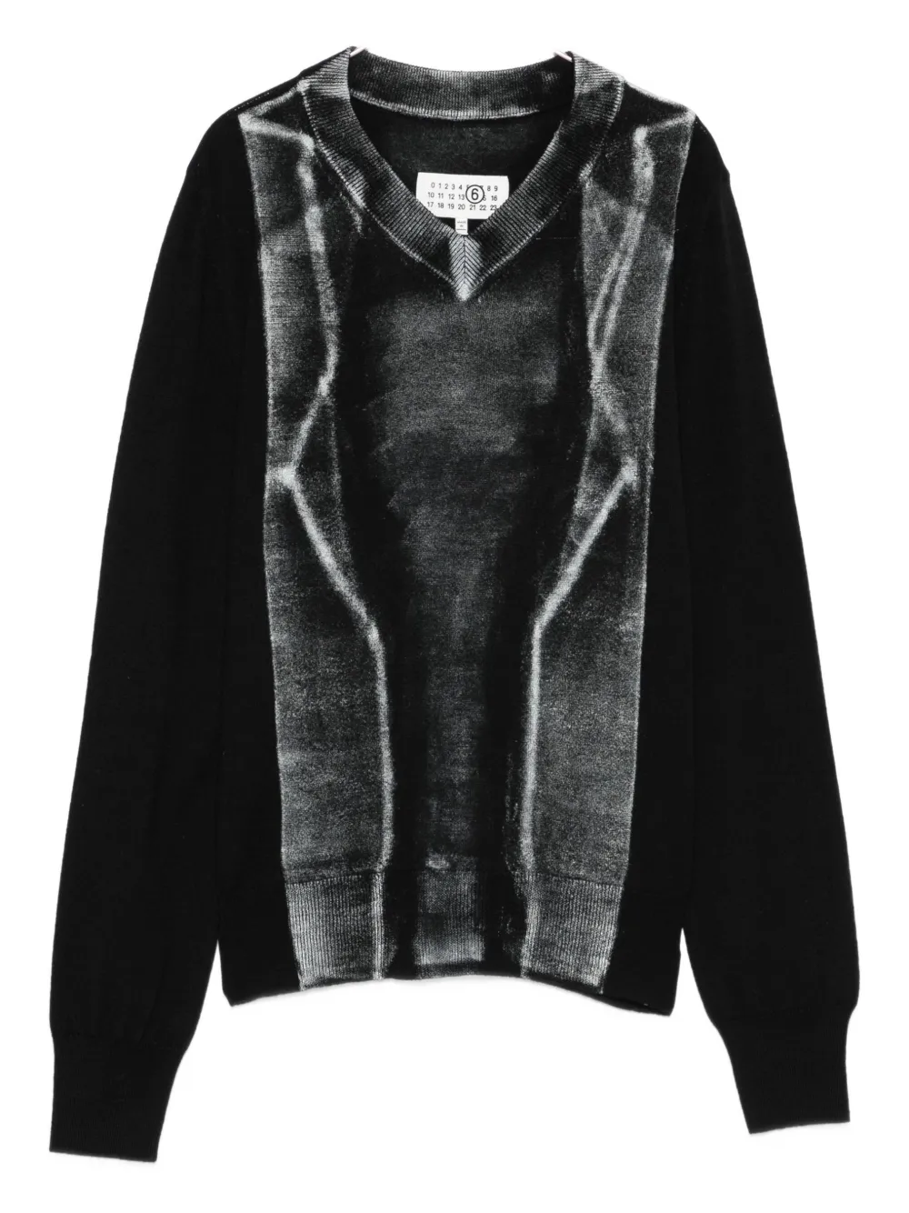 MM6 Maison Margiela V-neck graphic-print sweater - ブラック MM6 Maison Margiela V-neck graphic-print sweater - ブラック