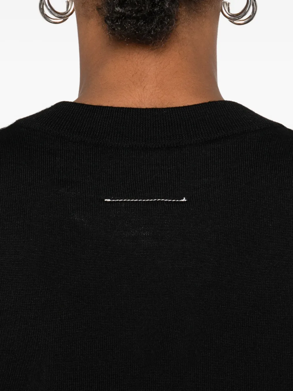 MM6 Maison Margiela V-neck graphic-print sweater Zwart