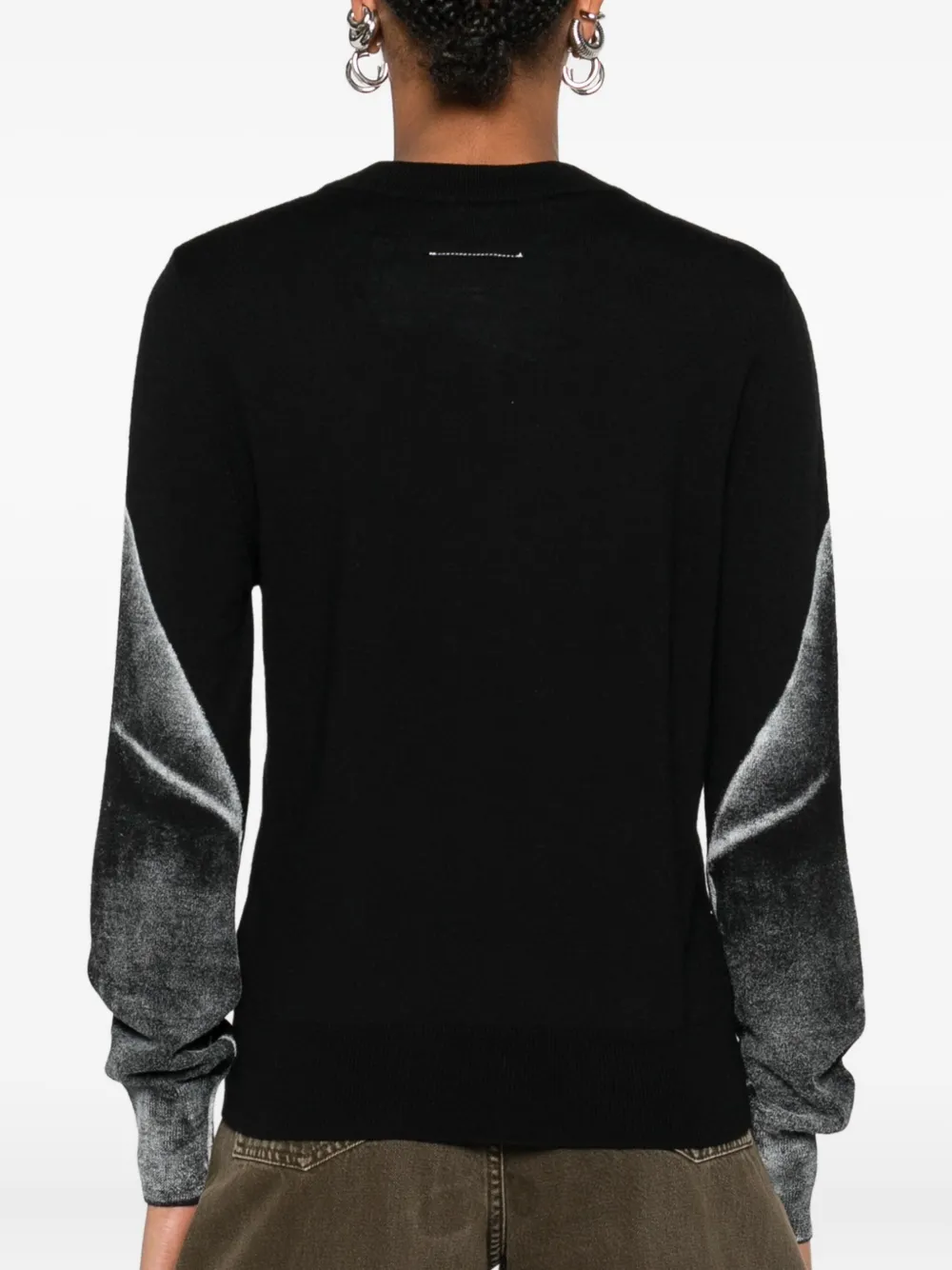 MM6 Maison Margiela V-neck graphic-print sweater Zwart